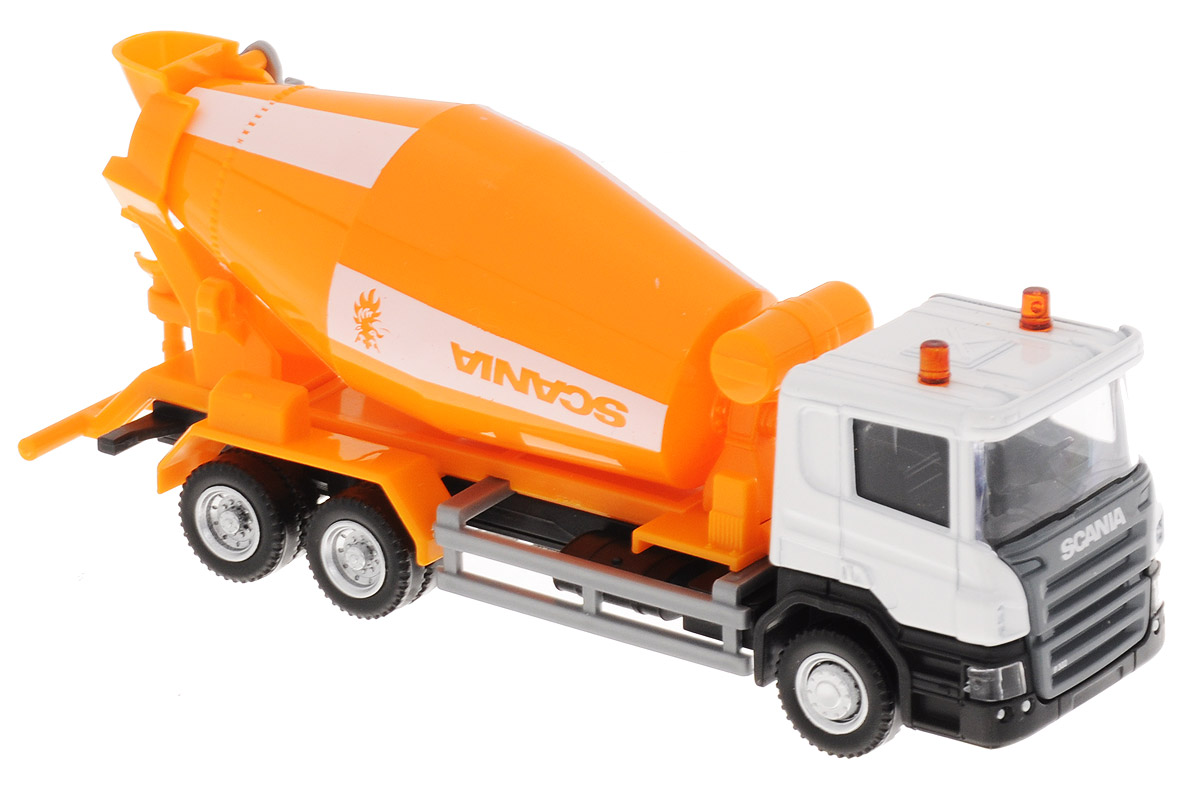 Uni-Fortune Toys Бетономешалка Scania144005_белый/оранжевый Uni-Fortune Toys Бетономешалка Scania144005_белый/оранжевыйБетономешалка Uni-Fortune Toys Scania будет отличным подарком как ребенку, так и взрослому коллекционеру. Модель в масштабе 1:64 выполнена из металла и пластика. Колеса машинки и барабан бетономешалки свободно вращаются. Бетономешалка Uni-Fortune Toys Scania обязательно понравится вашему ребенку и станет достойным экспонатом любой коллекции.