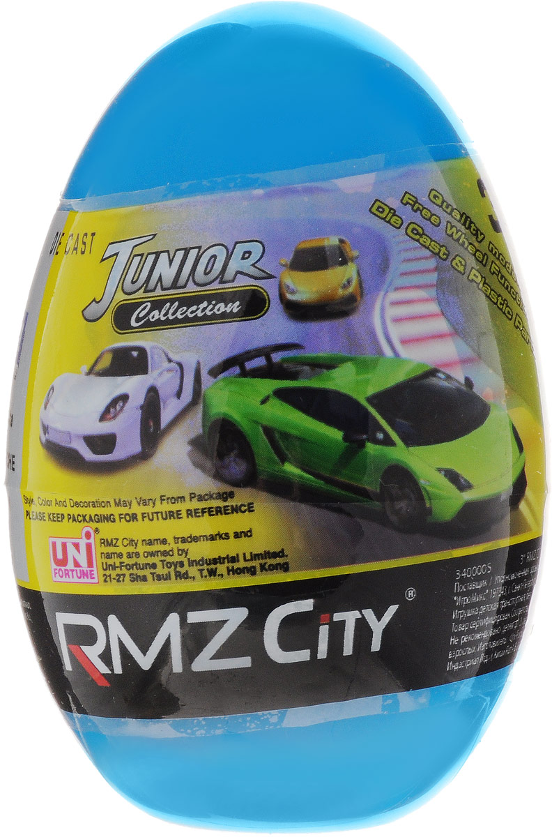 Uni-Fortune Toys Яйцо с моделью автомобиля340000S-36Q_голубой Uni-Fortune Toys Яйцо с моделью автомобиля340000S-36Q_голубойКаждый мальчик будет рад яйцу с сюрпризом, ведь в нем спрятана металлическая модель машинки в масштабе 1/64. В серии RMZ City всего представлено 9 моделей. Машинка отлично развивает скорость на гладкой поверхности, если ее подтолкнуть, и в точности повторяет внешний вид настоящего автомобиля.
