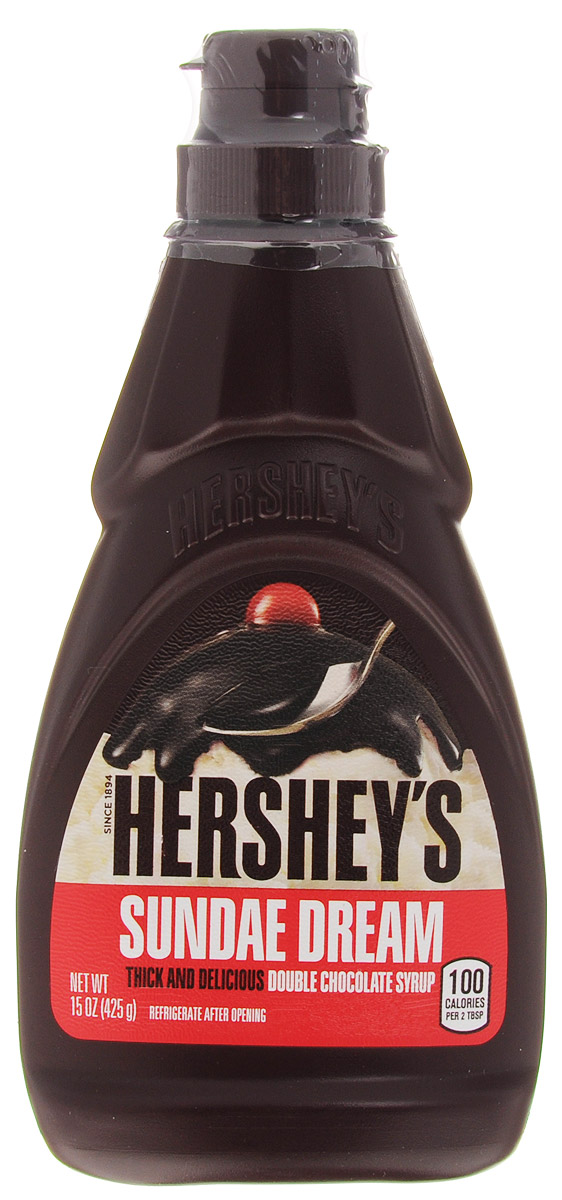 Hersheys Сироп сандей Двойной шоколад, 425 г01128 Hersheys Сироп сандей Двойной шоколад, 425 г01128Сироп сандей Hersheys с интенсивным вкусом шоколада. Рекомендуется подавать к выпечке, мороженому, молочным коктейлям и другим десертам.
