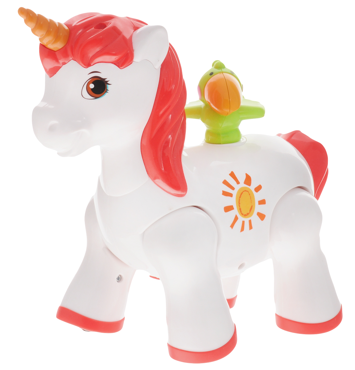 Kiddieland Развивающая игрушка ЕдинорогKID 052977 Kiddieland Развивающая игрушка ЕдинорогKID 052977Развивающая игрушка Kiddieland Единорог не оставит малыша равнодушным, доставив ему множество веселых моментов. Единорог двигается с веселым ржанием, когда ребенок нажимает на птичку на его спинке. Питание: 3 батареи 1,5V АА (комплектуется демонстрационными).