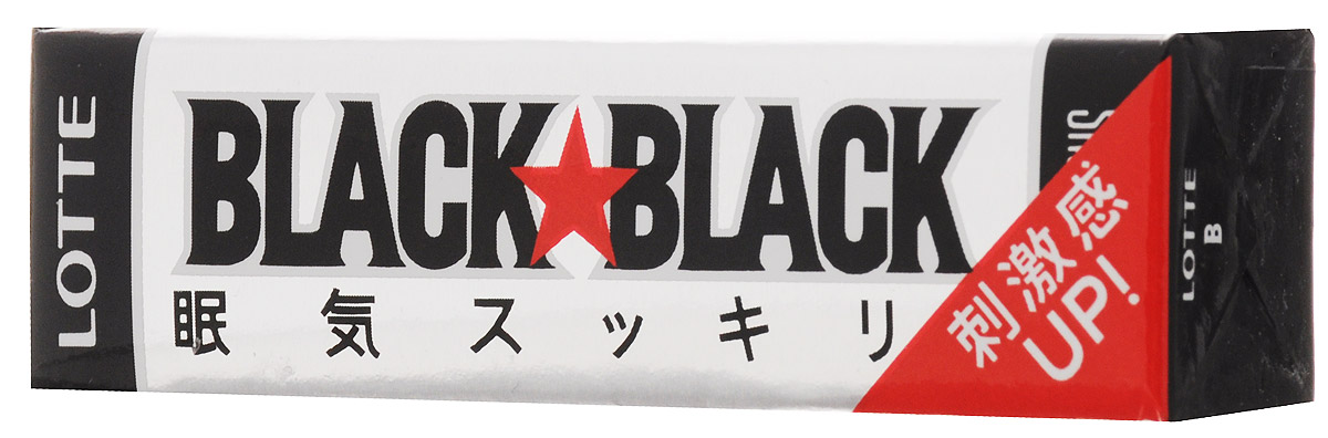 Lotte Black Black жевательная резинка, 26 г49779646 Lotte Black Black жевательная резинка, 26 г49779646Lotte Black Black - известная японская жевательная резинка с кофеином. Прекрасно помогает сохранять бодрость в любое время суток, например, водителям – не засыпать за рулем при дальних поездках вечером или ночью.