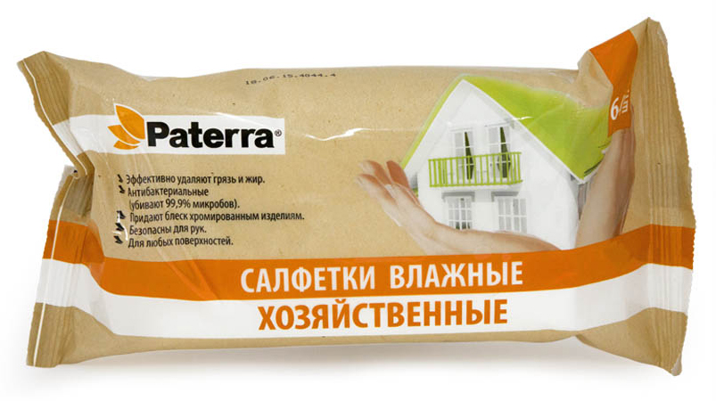 Салфетки хозяйственные Paterra, влажные, 64 шт104-011 Салфетки хозяйственные Paterra, влажные, 64 шт104-011Удаляют любые загрязнения. Придают блеск хромированным изделиям. Безопасна для кожи рук.