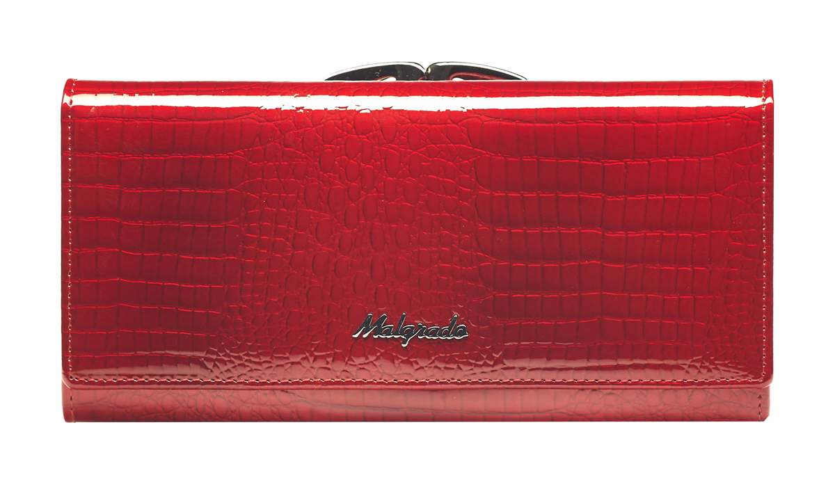 Кошелек женский Malgrado, цвет: красный. 72031-3-4472031-3-44 Кошелек женский Malgrado, цвет: красный. 72031-3-4472031-3-44Стильный кошелек Malgrado изготовлен из натуральной кожи красного цвета с декоративным тиснением под рептилию и вмещает в себя купюры в развернутом виде в полную длину. Внутри содержит четыре отделения для купюр, одно из которых на молнии, четыре кармана для дисконтных карт, визиток, кредиток, один прозрачный кармашек, в который можно положить пропуск, проездной документ или фотографию и дополнительный потайной карман. Снаружи расположен один отдел для мелочи, который закрывается на рамочный замок. Закрывается кошелек клапаном на кнопку. Кошелек упакован в подарочную металлическую коробку с логотипом фирмы. Такой кошелек станет замечательным подарком человеку, ценящему качественные и практичные вещи. Характеристики: Материал: натуральная кожа, текстиль, металл. Размер кошелька: 18,5 см х 9 см х 3 см. Цвет: красный. Размер упаковки: 23 см х 13 см х 4,5 см. Артикул: 72031-3-44.