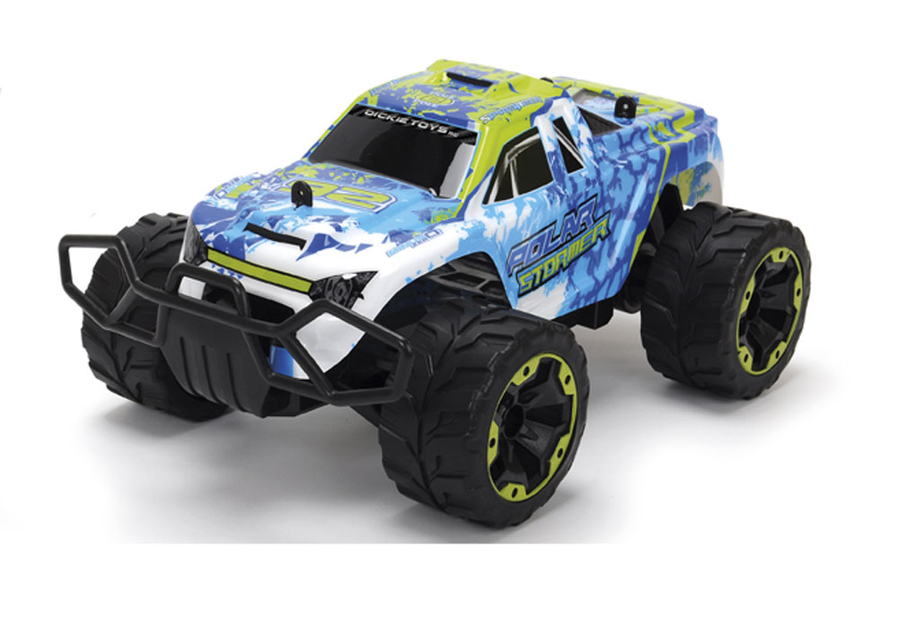 Dickie Toys Внедорожник на радиоуправлении Polar Stormer19233 Dickie Toys Внедорожник на радиоуправлении Polar Stormer19233Внедорожник на радиоуправлении Dickie Toys Polar Stormer обязательно порадует вашего ребенка и подарит ему множество веселых игр и положительных эмоций. Игрушка выполнена из высококачественного безопасного пластика, отличается большим размером и яркой расцветкой. Машина оснащена съемным гибким кузовом, бампером, большими ребристыми колесами и подвеской с рессорами. Машинка управляется при помощи пульта дистанционного управления (в комплекте). Игрушка может двигаться вперед-влево-вправо, назад-влево-вправо, останавливаться. Имеется ражим Турбо. Движению этой машины не помешает ни дождь, ни дорожная пыль. При движении машинка может развивать скорость до 10 км/ч. Радиоуправляемые игрушки развивают у ребенка мелкую моторику, логику, координацию движений и пространственное мышление. Порадуйте своего малыша таким замечательным подарком! Для работы игрушки рекомендуется докупить 4 батарейки типа АА напряжением 1,5V (комплектуется демонстрационными). Для...