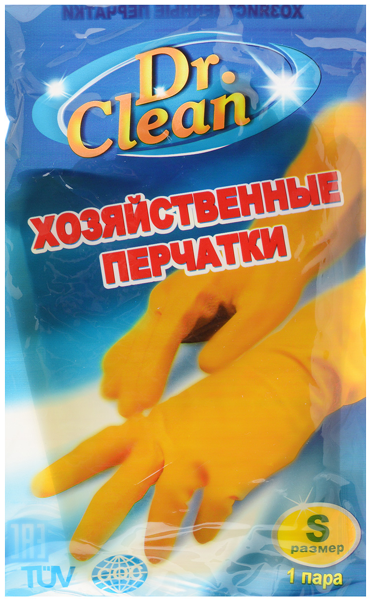 Перчатки хозяйственные Dr. Clean, цвет: желтый. Размер S44869 Перчатки хозяйственные Dr. Clean, цвет: желтый. Размер S44869Универсальные перчатки Dr. Clean произведены из высококачественного латекса, бесшовные, с рифленой поверхностью рабочих частей, которая позволяет удерживать мокрые предметы. Перчатки подходят для различных видов домашних работ. Изделия эластичны, хорошо облегают руку.