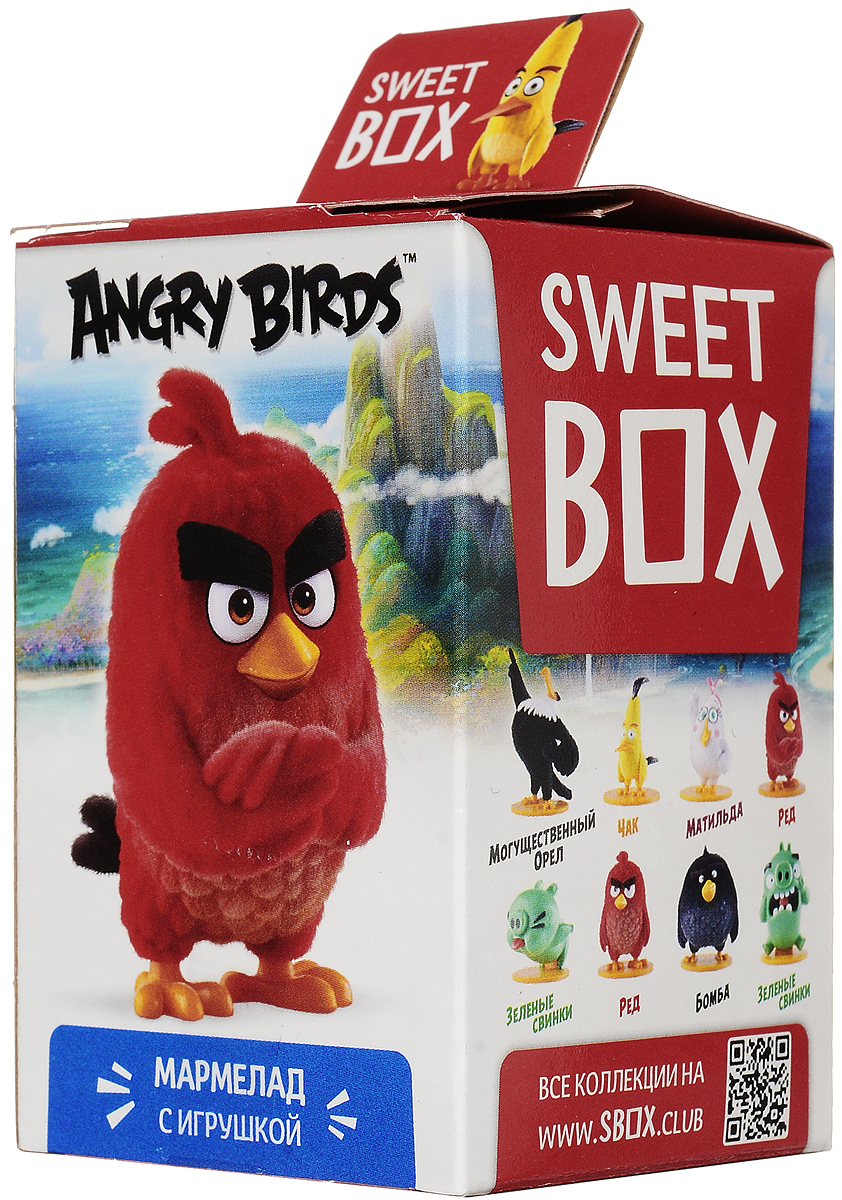 Sweet Box Angry Birds Movie мармелад жевательный с игрушкой, 10 гУТ18761 Sweet Box Angry Birds Movie мармелад жевательный с игрушкой, 10 гУТ18761Sweet Box Angry Birds Movie - коллекционная игрушка со сладким сюрпризом. Герои знаменитого противостояния, персонажи популярной компьютерной игры. Узнайте все тайны птичек и свинок! Соберите всю коллекцию! Внимание! Игрушка предназначена для детей старше 3-х лет.