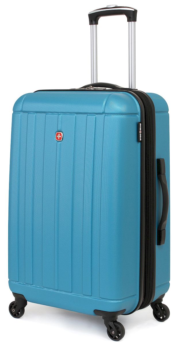 Чемодан SwissGear Uster, цвет: голубой, 62 л. 515476297343167 Чемодан SwissGear Uster, цвет: голубой, 62 л. 515476297343167Чемодан 6297343167 SwissGear Uster, голубой, АБС-пластик, 41x26x58 см, 62 л Дорожный чемодан USTER прекрасный выбор для путешественников! Чемоданы серии USTER сделаны из АБС-пластика, преимущества которого заключаются в высокой прочности при минимальном весе. Да, этот чемодан действительно легок и станет отличным компаньоном в дороге даже для хрупких, миниатюрных дам! Удобная телескопическая ручка, сделанная из авиационного алюминия, целых четыре маневренных колесика, вращающийся на 360 градусов, и наличие сразу двух ручек (сверху и сбоку) делают этот чемодан поистине эргономичным. Внутренняя эргономика также свидетельствует о благородном швейцарском происхождении. В основном пространстве имеется отделение, с закрывающейся на молнию сетчатой стенкой, а для небольших аксессуаров имеется съемный несессер. Надежно зафиксировать ваши вещи в чемодане помогут внутренние перекрестные ремни с удобным замком. Характеристики: Застежки молнии основного отделения чемодана...