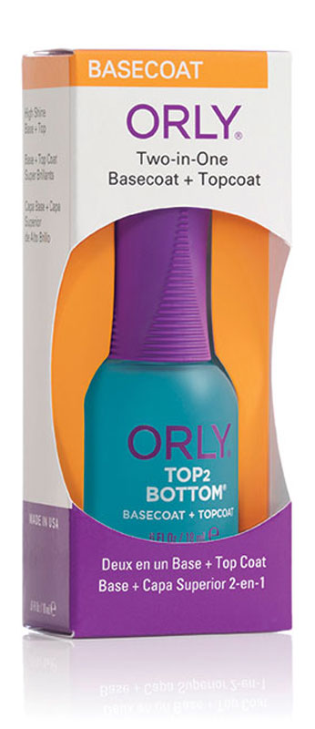 Orly Базовое и верхнее покрытие для ногтей Top 2 Bottom, 18 мл24130 Orly Базовое и верхнее покрытие для ногтей Top 2 Bottom, 18 мл24130Универсальное средство Orly Top 2 Bottom является одновременно базовым и верхним покрытием. Улучшает сцепление лака с натуральным ногтем, защищает лаковое покрытие и придает ему блеск. Товар сертифицирован.