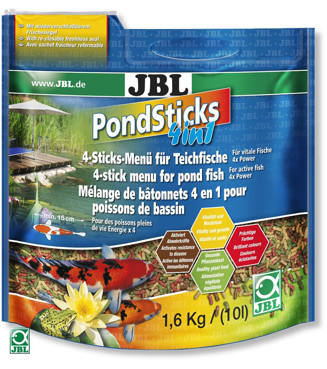 JBL Pond Sticks 4in1 Комплексный корм в форме палочек для всех прудовых рыб, содержащий 4 различных вида палочек разного цвета, удобный пакет 10 лJBL4015300 JBL Pond Sticks 4in1 Комплексный корм в форме палочек для всех прудовых рыб, содержащий 4 различных вида палочек разного цвета, удобный пакет 10 лJBL4015300JBL Pond Sticks 4in1 - Комплексный корм в форме палочек для всех прудовых рыб, содержащий 4 различных вида палочек разного цвета, удобный пакет 10 л