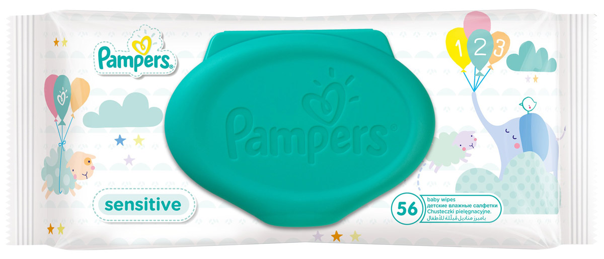 Pampers Влажные салфетки детские Sensitive 56 штPA-81448534 Pampers Влажные салфетки детские Sensitive 56 штPA-81448534Каждый малыш нуждается в нежном очищении, именно поэтому влажные салфетки Pampers Sensitive позволяют бережно заботиться о детской коже. Благодаря своей уникальной мягкой текстуре SoftGrip и дополнительному увлажнению, они очищают кожу малыша еще нежнее, чем раньше, поддерживая естественный уровень pH. Новые салфетки стали на 15% плотнее, чем Pampers Baby Fresh. Чтобы мамам было удобно открывать и закрывать упаковку, а салфетки оставались влажными как можно дольше, добавлена специальная крышечка для многоразового пользования. Не бойтесь сюрпризов с Pampers Sensitive! В упаковке 56 салфеток.