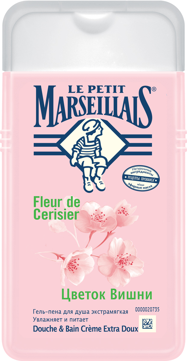 Le Petit Marseillais Гель-пена для душа Цветок вишни 250мл303402723 Le Petit Marseillais Гель-пена для душа Цветок вишни 250мл303402723Расцветая весной, вишневое дерево украшает сады прекрасными белыми облаками нежных цветков. В наших рецептах цветки вишни собирают во Франции вручную. Благодаря экстрамягкой формуле гель мягко очищает кожу, легко и быстро смывается, оставляя на коже мягкий цветочный аромат, нежные нотки которого напоминают о свежести цветов ранней весной. Ваша кожа мягкая, она хорошо увлажнена и насыщена. Нейтральный для кожи pH / Протестировано дерматологами