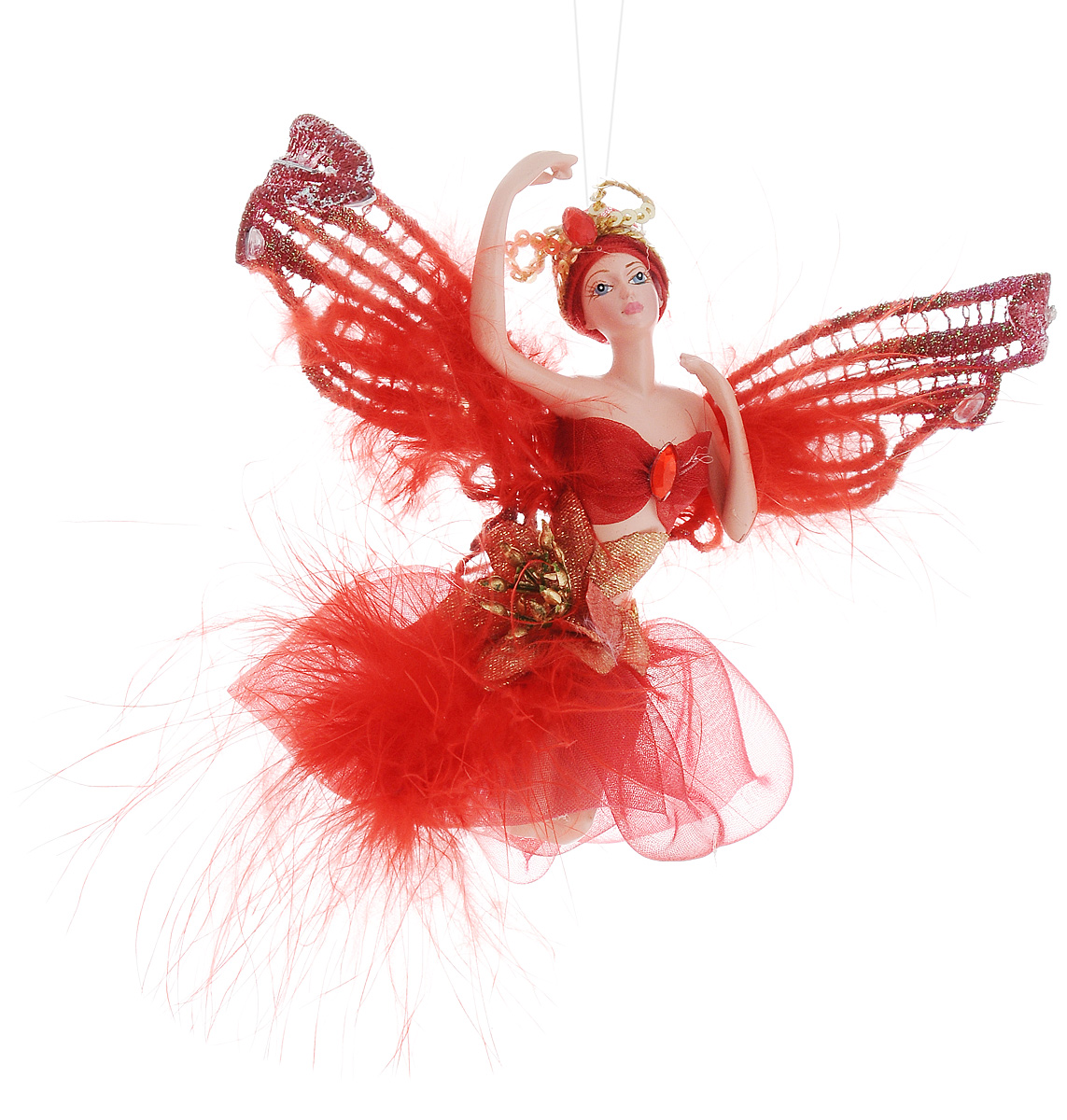 Украшение декоративное подвесное Winter Wings Фея, высота 15 см. N181724N181724 Украшение декоративное подвесное Winter Wings Фея, высота 15 см. N181724N181724Новогоднее подвесное украшение Winter Wings Фея выполнено из полирезина в виде очаровательной феи с крыльями. Изделие оформлено перьями и стразами. С помощью специальной петельки украшение можно повесить в любом понравившемся вам месте. Но, конечно, удачнее всего оно будет смотреться на праздничной елке. Елочная игрушка - символ Нового года. Она несет в себе волшебство и красоту праздника. Создайте в своем доме атмосферу веселья и радости, украшая новогоднюю елку нарядными игрушками, которые будут из года в год накапливать теплоту воспоминаний. Размер: 19,5 х 4,5 см. Высота: 15 см.