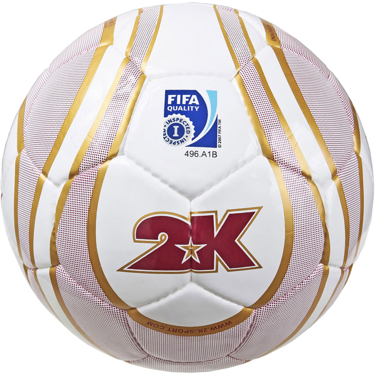 Мяч футбольный 2K Sport Parity, цвет: белый, золотистый, красный. Размер 5127083F Мяч футбольный 2K Sport Parity, цвет: белый, золотистый, красный. Размер 5127083FПрофессиональный мяч 2K Sport Parity выполнен из ЭВА и полиуретана. Четырехслойная текстильная подложка. Мяч имеет бесшовную бутиловую камеру с бутиловым ниппелем. Ручная сшивка панелей. Сертификат FIFA Inspected.