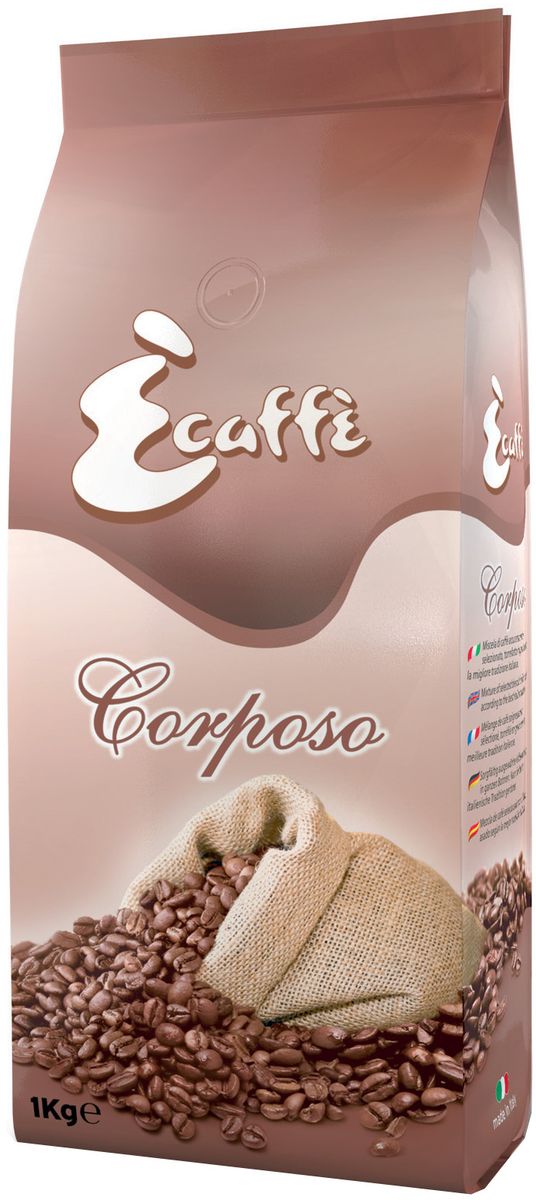 Caffitaly Ecaffe Corposo кофе в зернах, 1 кг (с клапаном дегазации)8032680750427 Caffitaly Ecaffe Corposo кофе в зернах, 1 кг (с клапаном дегазации)8032680750427Смесь из азиатской Робусты, смягченная настоящей Арабикой, которая придает кофе тонкий аромат. Кофе, приготовленный из смеси CORPOSO обладает сильным характером. Поэтому если Вы хотите получить больше энергии и бодрости – этот кофе будет идеальным выбором. Кофе упакован в пакеты с клапаном дегазации, что обеспечивает сохранность вкусовых и ароматических свойств зерен в течение всего срока годности. Состав: 45% Арабика, 55% Робуста. Кислотность: 3,5/10. Крепость: 8/10. Количество: 1 кг. Срок годности: 18 мес. Регион: Бразилия, Гватемала, Индия Страна производства: Италия