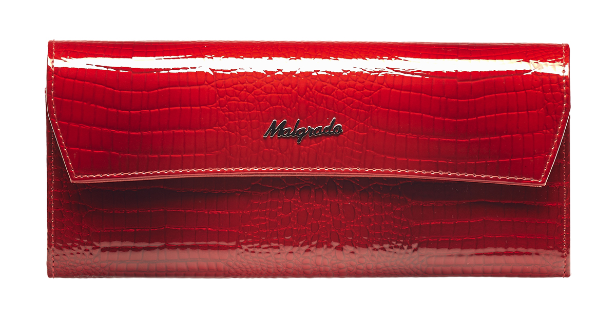 Кошелек женский Malgrado, цвет: красный. 75504-44#75504-44# Red Кошелек Бол. Malgrado Кошелек женский Malgrado, цвет: красный. 75504-44#75504-44# Red Кошелек Бол. MalgradoСтильный кошелек Malgrado выполнен из лаковой натуральной кожи красного цвета с декоративным тиснением под рептилию, застегивается клапаном на кнопку. Внутри содержит два горизонтальных кармана для бумаг, девять кармашков для кредитных карт, отделение на молнии для мелочи и два отделения для купюр. На задней стороне кошелька расположен открытый кармашек. Кошелек упакован в подарочную металлическую коробку с логотипом фирмы. Такой кошелек станет замечательным подарком человеку, ценящему качественные и практичные вещи. Характеристики: Материал: натуральная кожа, текстиль, металл. Размер кошелька: 19 см х 10 см х 2 см. Цвет: красный. Размер упаковки: 23 см х 13 см х 4,5 см. Артикул: 75504-44.
