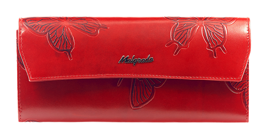 Кошелек женский Malgrado, цвет: красный. 75504-7003D Red75504-7003D Red Кошелек женский Malgrado, цвет: красный. 75504-7003D Red75504-7003D RedЖенский кошелек Malgrado выполнен из натуральной кожи высшего качества с декоративным тиснением в виде бабочек. Внутри кошелек содержит четыре отделения для купюр, отделение для мелочи на молнии, карман для бумаг и чеков, девять кармашков для кредитных карт или визиток. Закрывается кошелек клапаном на кнопку. На задней стенке с лицевой стороны расположен дополнительный открытый карман для бумаг. Кошелек упакован в фирменную металлическую коробку. Характеристики: Материал: натуральная кожа, текстиль, металл. Цвет: красный. Размер кошелька: 19,5 см х 9 см х 2 см. Размер упаковки: 23 см х 12,5 см х 4,5 см. Артикул: 75504-7003D.