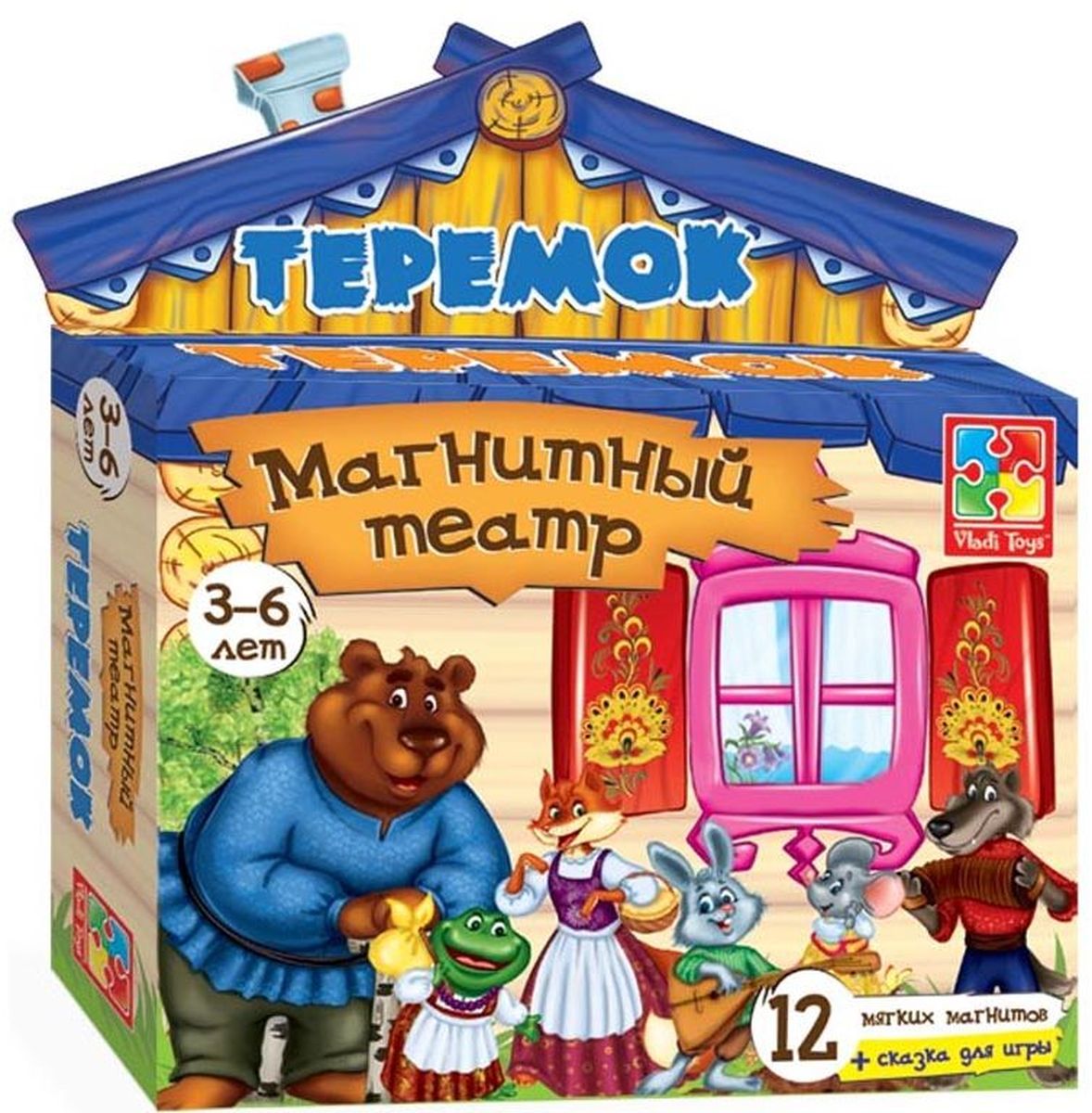 Vladi Toys Кукольный театр ТеремокVT3206-08 Vladi Toys Кукольный театр ТеремокVT3206-08Кукольный театр Vladi Toys Теремок - это любимая сказка у вас на холодильнике! Отличное качество, удобный размер, красивые персонажи и текст сказки! Комплектация: 10 магнитов, текст сказки.
