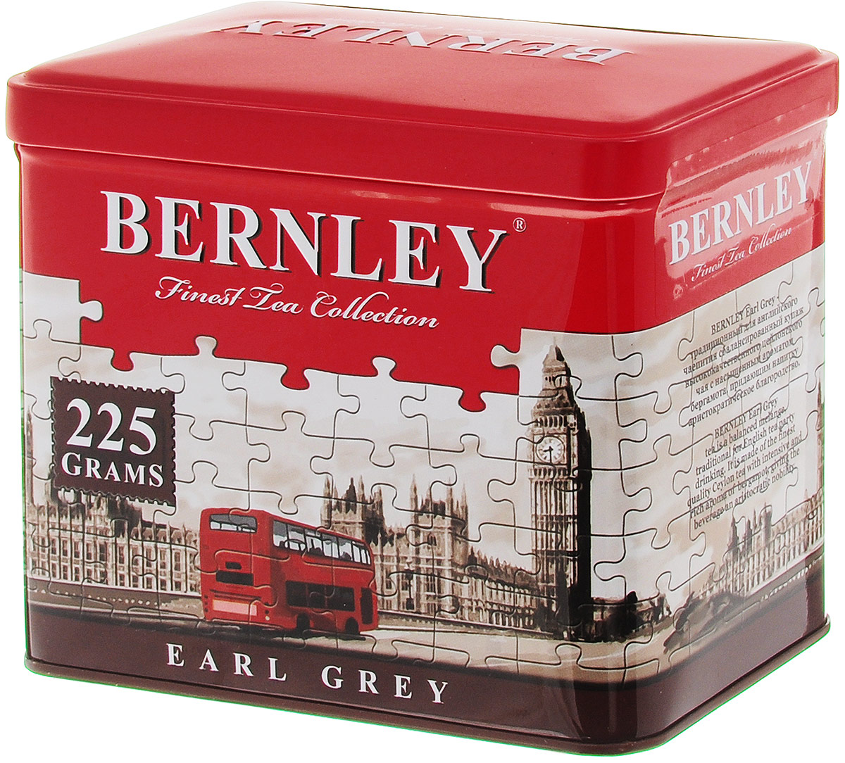 Bernley Earl Grey черный листовой ароматизированный чай, 225 г (ж/б)1070121 Bernley Earl Grey черный листовой ароматизированный чай, 225 г (ж/б)1070121Bernley Earl Grey - это превосходно сбалансированный купаж с изысканным вкусом и тончайшим ароматом бергамота, тропического фрукта, который усиливает освежающее действие великолепного черного цейлонского чая, подчеркивая его неповторимые природные достоинства. Этот бодрящий напиток с легкими цитрусовыми нотками в послевкусии прекрасно подходит для чаепития в любое время.