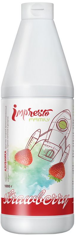 Impresto Family Топпинг Клубника, 1 лSTPPN0-000024 Impresto Family Топпинг Клубника, 1 лSTPPN0-000024Живой, сладко-соблазнительный, напоминающий о детстве вкус домашнего клубничного варенья. Восхитительное летнее лакомство приглашает насладиться сочной мякотью ягод. Не содержит ГМО.