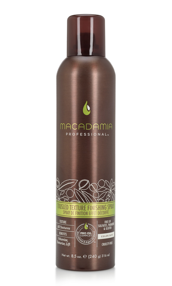Macadamia Professional Финиш-спрей Небрежная укладка, 250 мл500107 Macadamia Professional Финиш-спрей Небрежная укладка, 250 мл500107Невесомый спрей Macadamia Professional с маслами арганы и макадамии создает великолепный объем и текстуру. Создает подвижную фиксацию, великолепный блеск и защиту от УФ-лучей. Идеален для волос любой длины и формы. Обеспечивает легкую фиксацию.
