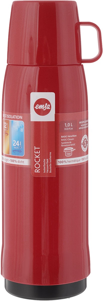 Термос Emsa Rocket, цвет: красный, 1 л. 502450502450 Термос Emsa Rocket, цвет: красный, 1 л. 502450502450Термос Emsa Rocket выполнен из прочного цветного пластика со стеклянной колбой. Термос прост в использовании и очень функционален. Оснащен герметичной завинчивающейся пробкой и крышкой, которую можно использовать в качестве кружки. Легкий и прочный термос Emsa Rocket сохранит ваши напитки горячими или холодными надолго. Высота (с учетом крышки): 32 см. Диаметр горлышка: 6,3 см. Диаметр дна: 9,5 см. Размер крышки (без учета ручки): 8 х 8 х 6,7 см. Сохранение холода: 24 ч. Сохранение тепла: 12 ч.