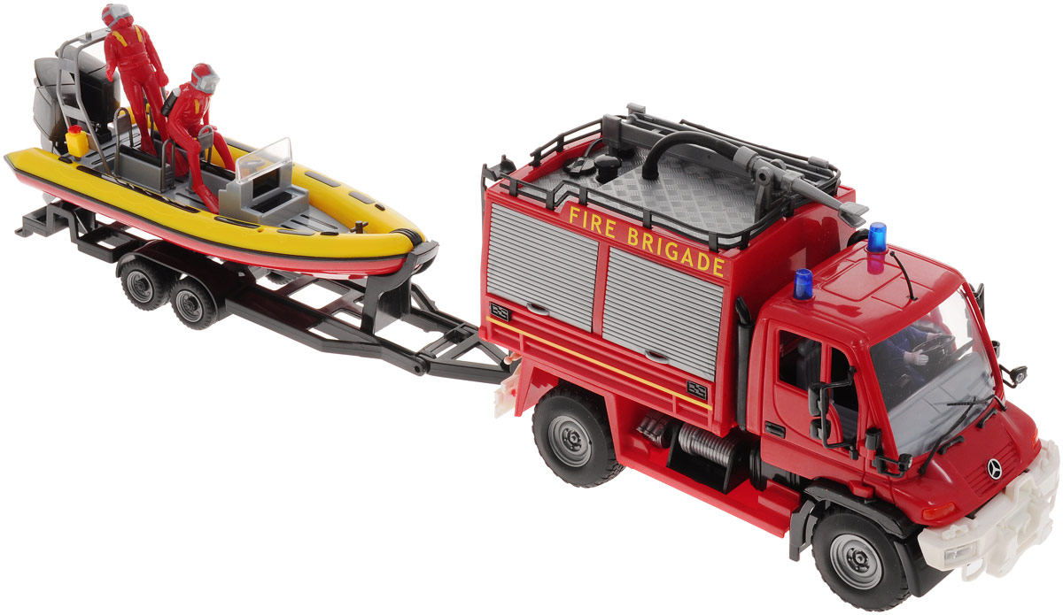 Dickie Toys Игровой набор Служба спасения3314867 Dickie Toys Игровой набор Служба спасения3314867Игровой набор Dickie Toys Служба спасения - прекрасный набор для того, чтобы ребенок почувствовал себя смелым героем. Детки начинают интересоваться сюжетно-ролевыми играми с трех лет. Эти игры необходимы для полного развития малыша. В набор входит полицейский грузовик с водителем и катер, а также фигурки двух водолазов. У грузовика открываются створки ящиков, также он оснащен функцией разбрызгивания воды. В спасательном катере находятся два водолаза, всегда готовых прийти на помощь. Катер выполнен в цвет грузовика и прикрепляется к машине. Ваш ребенок сможет почувствовать себя спасателем и провести различные спасательные операции в игровой форме.