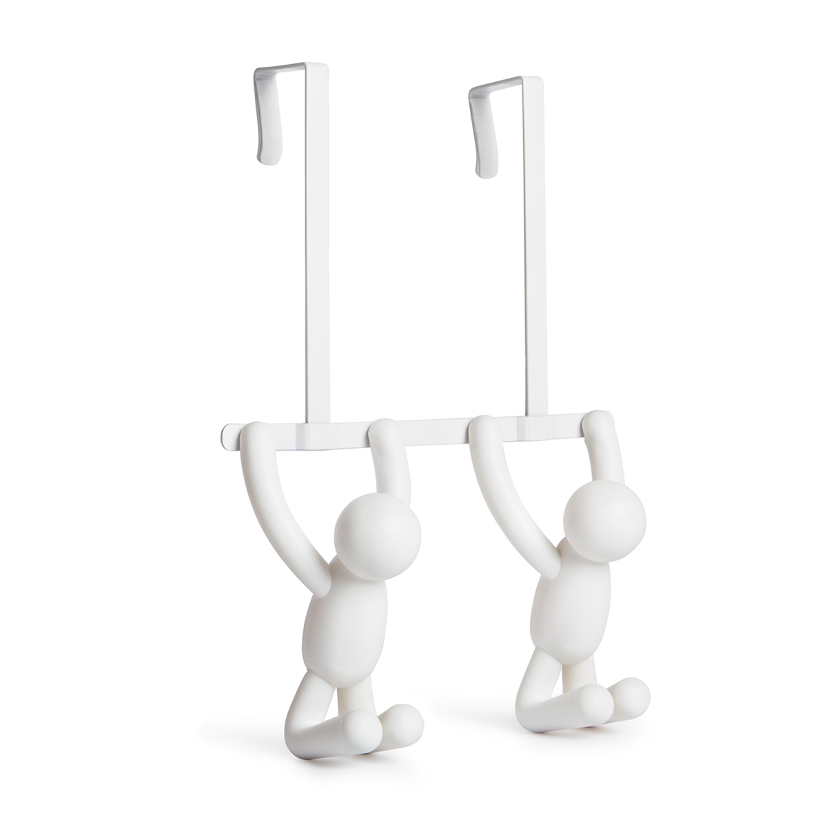 Вешалка на дверь Umbra Buddy, цвет: белый1004260-660 Вешалка на дверь Umbra Buddy, цвет: белый1004260-660Пополнение в коллекции Buddy – двойные крючки с надверным креплением. Могут легко перемещаться с двери в ванную на дверь в спальню и обратно, а на выходные запросто переехать на дачу. Крючки рассчитаны на межкомнатные двери стандартной глубины. Внутри каждого крючка предусмотрены мягкие амортизаторы, защищающие дверь от царапин Дизайнеры Wesley Chau & Alan Wisniewski