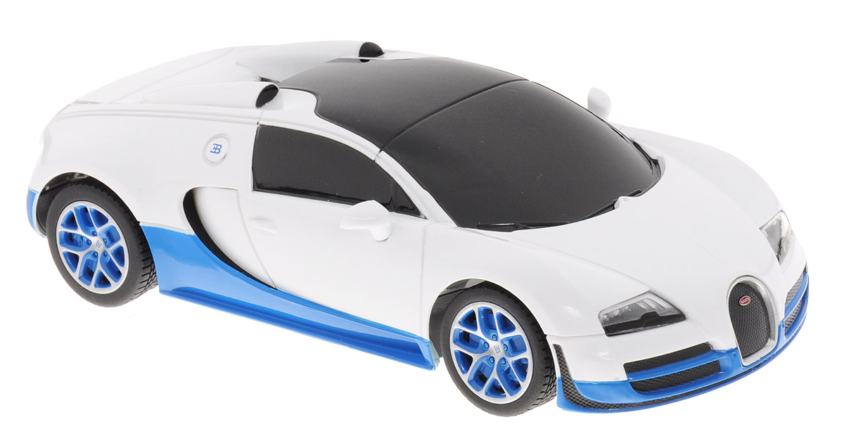 Rastar Радиоуправляемая модель Bugatti Veyron 16.4 Grand Sport Vitesse цвет белый синий масштаб 1:2447000_белый/синий Rastar Радиоуправляемая модель Bugatti Veyron 16.4 Grand Sport Vitesse цвет белый синий масштаб 1:2447000_белый/синийРадиоуправляемая модель Rastar Bugatti Veyron 16.4 Grand Sport Vitesse станет отличным подарком любому мальчику! Все дети хотят иметь в наборе своих игрушек ослепительные, невероятные и крутые автомобили на радиоуправлении. Тем более, если это автомобиль известной марки с проработкой всех деталей, удивляющий приятным качеством и видом. Одной из таких моделей является автомобиль на радиоуправлении Rastar Bugatti Veyron 16.4 Grand Sport Vitesse. Это точная копия настоящего авто в масштабе 1/24. Авто обладает неповторимым провокационным стилем и спортивным характером. Потрясающая маневренность, динамика и покладистость - отличительные качества этой модели. Возможные движения: вперед-назад, направо-налево. Пульт управления работает на частоте 27 MHz. Для работы машины необходимо купить 3 батарейки напряжением 1,5V типа АА (не входят в комплект). Для работы пульта управления необходимо купить 2 батарейки напряжением 1,5V типа АА (не входит в комплект).