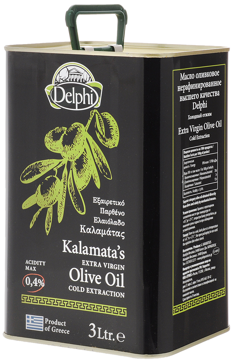 Delphi Extra Virgin масло оливковое, 3 л81.0027,1 Delphi Extra Virgin масло оливковое, 3 л81.0027,1Оливковое нерафинированное масло Extra Virgin Delphi производится путем холодного отжима, то есть механической обработки мякоти оливок при помощи пресса. Оливковое масло широко применяется в кулинарии в натуральном виде, в качестве заправки, а также для лечения сердечно-сосудистых и желудочно-кишечных заболеваний, так как содержит большое количество витаминов В, С, Е, провитамин А и минеральные вещества.