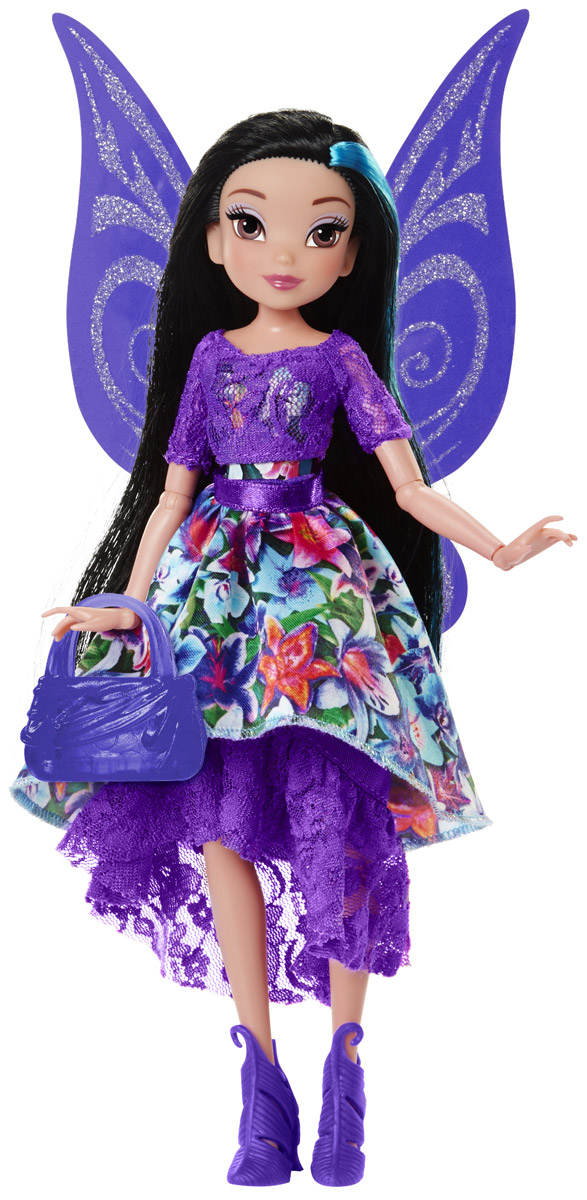 Disney Fairies Кукла Pixie Prints Фея Silvermist956660/Silvermist Disney Fairies Кукла Pixie Prints Фея Silvermist956660/SilvermistКукла Disney Fairies Фея Silvermist создана специально для поклонниц мультфильма Феи Дисней. Она одета в яркий, красочный наряд и выглядит очень эффектно. У феи красивые густые черные волосы с синей прядью, большие, невероятно выразительные глаза и милое улыбчивое личико. Наряд феи состоит из двух пышных юбок и кружевной кофточки, которые можно снимать и комбинировать в разных вариациях. У куколки, как и у настоящей феи, имеются большие тонкие крылышки, усыпанные блестками. На ноках у феи - оригинальные фиолетовые туфельки, а в руках она держит изящную сумочку. У куклы подвижны руки и ноги, сгибаются кисти и локти, благодаря чему она может принимать самые изящные позы.