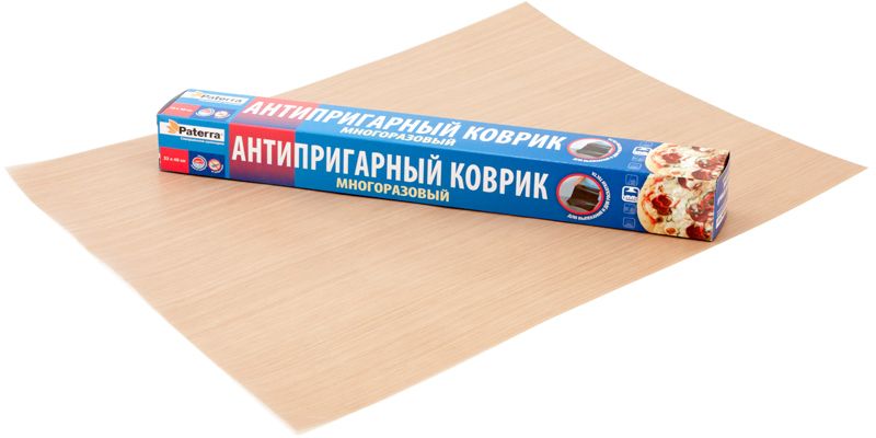 Коврик для выпечки Paterra, антипригарный, 33 х 40 см402-456 Коврик для выпечки Paterra, антипригарный, 33 х 40 см402-456Антипригарный коврик для выпечки Paterra выполнен из политетрафторэтилена. Он предназначен для выпекания продуктов на противне в духовых шкафах без дополнительного смазывания маслом или жиром. Коврик удобен для раскатки теста. Не впитывает запахи.