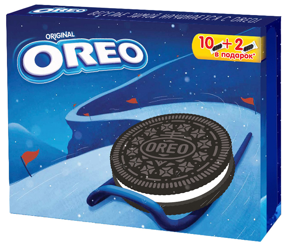 Oreo Санки печенье с какао и ванильным вкусом, 456 г4036198 Oreo Санки печенье с какао и ванильным вкусом, 456 г4036198ОРЕО любит весь мир, поэтому можно смело сказать ОРЕО - это печенье №1 в мире. Каждый день продается более 95 миллионов пачек печенья ПОКРУТИ+ЛИЗНИ+ОБМАКНИ=ОРЕО Взрослым и детям нравится забавный способ, которым едят ОРЕО. Попробуйте, это весело и очень легко.