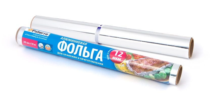 Фольга пищевая Paterra Прочная, 29 см х 10 м209_010 Фольга пищевая Paterra Прочная, 29 см х 10 м209_010Данная фольга выдержит любые температурные режимы доухового шкафа. 12мкм - это необходимая толщина для приготовления пищи. Фольга не окисляется при нагреве, продукты не пригорают и не прилипают.