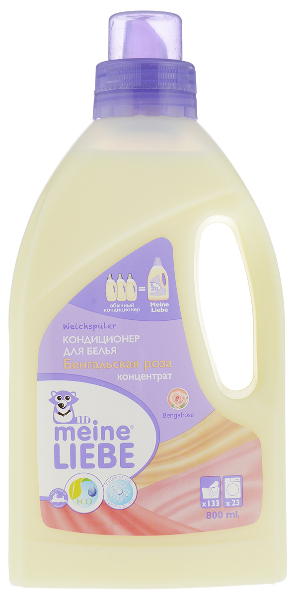 Кондиционер для белья Meine Liebe Бенгальская роза, концентрат,800 млML31109 Кондиционер для белья Meine Liebe Бенгальская роза, концентрат,800 млML31109Кондиционер для белья Meine Liebe Бенгальская роза смягчает волокна ткани, благодаря содержанию в составе активных ингредиентов на основе натуральных веществ. Преимущества: - защищает ткань и сохраняет воздухопроницаемость одежды, - одежда становится очень удобной в носке и приятной на ощупь, - облегчает глажение, снимает антистатический заряд, сохраняет цвет и структуру волокон, - предотвращает потерю цвета и формы даже после многократных стирок, - устраняет неприятные запахи и освежает, - обладает тонким ненавязчивым ароматом букета бенгальской розы, - подходит для всех типов тканей, для машинной и ручной стирки, - быстро и без остатка выполаскивается с ткани. Товар сертифицирован.