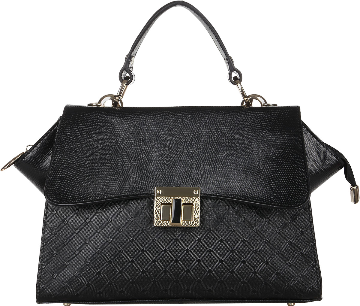 Сумка женская Vita Pelle, цвет: черный. 3127-23127-2 calf Сумка женская Vita Pelle, цвет: черный. 3127-23127-2 calfСтильная женская сумка Vita Pelle изготовлена из натуральной кожи с тиснением под ромб. Изделие имеет одно вместительное отделение. Внутри расположены три открытых кармана и два кармана на застежке-молнии. Закрывается изделие на застежку-молнию с клапаном на поворотном замке. На задней стенке снаружи карман на молнии. Сумка оснащена одной ручкой, которая крепится на металлические крепления в виде колец. Изделие украшено металлической фурнитурой. В комплекте имеется наплечный ремень. Дно сумки дополнено металлическими ножками.
