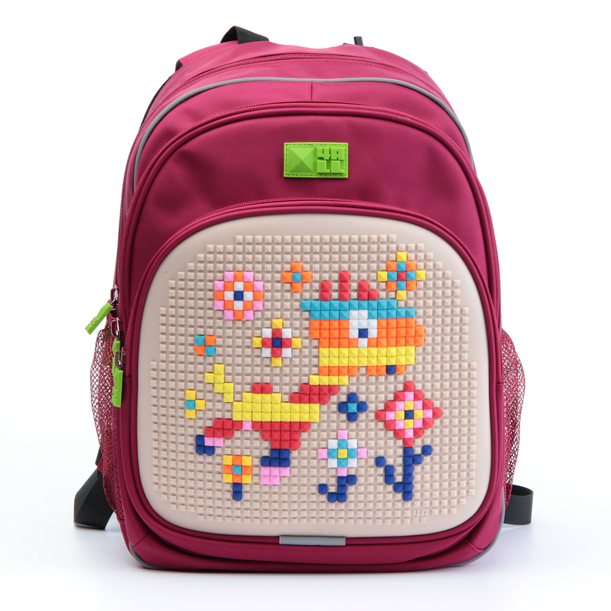 4ALL Рюкзак Kids цвет малиновыйRK61-03N 4ALL Рюкзак Kids цвет малиновыйRK61-03NРюкзак 4ALL - это одновременно яркий, функциональный школьный аксессуар и площадка для самовыражения. Уникальные рюкзаки Kids имеют гипоаллергенную силиконовую панель и разноцветные мозаичные биты, с помощью которых на рюкзаке можно создавать графические шедевры хоть каждый день! Модель выполнена из полиэстера с водоотталкивающей пропиткой. Рюкзак имеет 2 отделения, снаружи расположены 3 кармана (передний - на молнии, боковые - сетчатые). Система Air Comfort System обеспечивает свободную циркуляцию воздуха между задней стенкой рюкзака и спиной ребенка. Система Ergo System служит равномерному распределению нагрузки на спину ребенка, сохранению правильной осанки. Она способна сделать рюкзак, наполненный учебниками, легким. Ортопедическая спинка как корсет поддерживает позвоночник, правильно распределяя нагрузку. Простая и удобная конструкция спины и лямок позволяет использовать рюкзак даже деткам от 3-х лет. Светоотражающие вставки отвечают за безопасность...