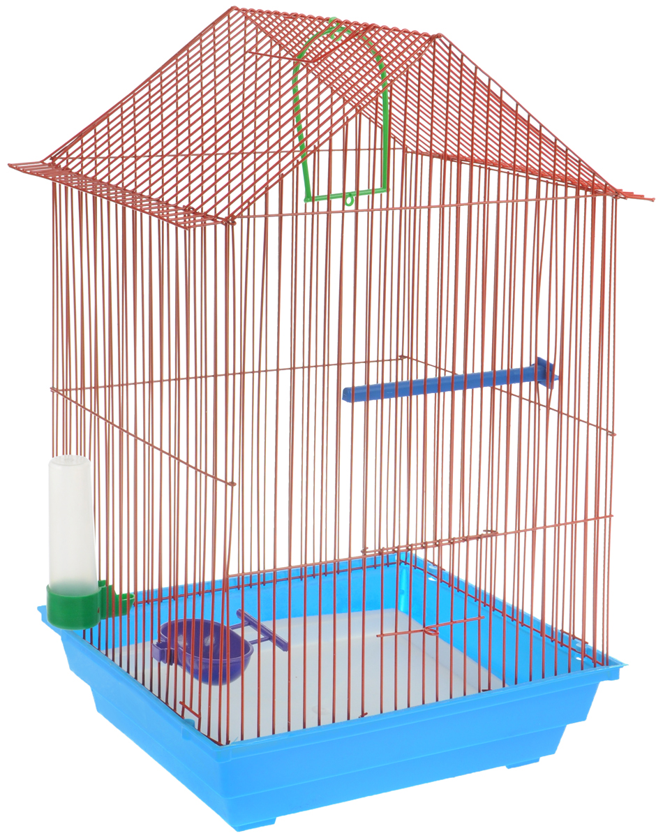 Клетка для птиц ЗооМарк, цвет: голубой поддон, красный решетка, 34 x 28 х 54 см430СК Клетка для птиц ЗооМарк, цвет: голубой поддон, красный решетка, 34 x 28 х 54 см430СККлетка ЗооМарк, выполненная из полипропилена и металла с эмалированным покрытием, предназначена для мелких птиц. Изделие состоит из большого поддона и решетки. Клетка снабжена металлической дверцей. В основании клетки находится малый поддон. Клетка удобна в использовании и легко чистится. Она оснащена жердочкой, кольцом для птицы, поилкой, кормушкой и подвижной ручкой для удобной переноски.