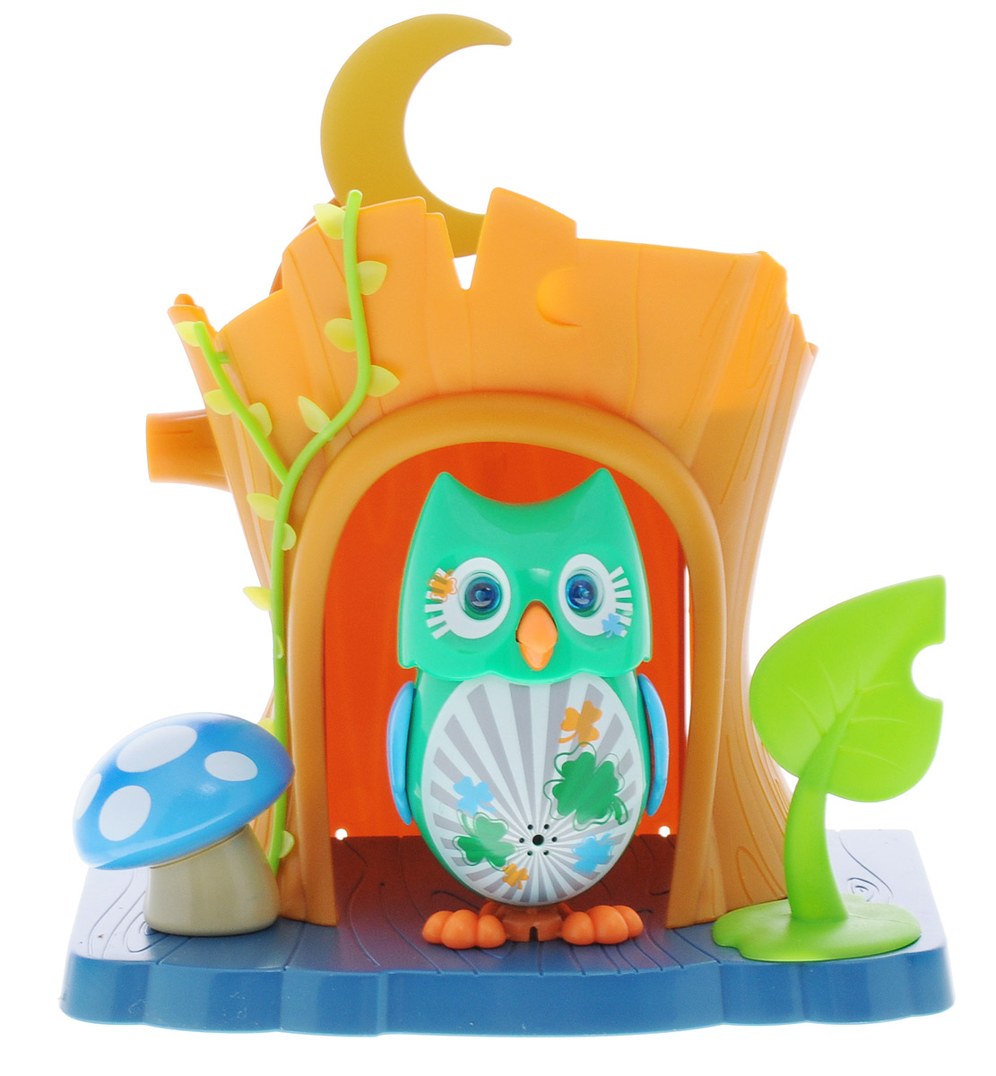 DigiFriends Интерактивная игрушка Сова Lucky с домиком88359-3 DigiFriends Интерактивная игрушка Сова Lucky с домиком88359-3Интерактивная игрушка DigiFriends Сова с домиком подарит ребенку множество незабываемых игр. Птичка умеет петь как соло, так и в хоре - вместе с другими птичками или персонажами DigiFriends. Уютный домик для совы имеет главный вход и заднюю дверь. К крыше домика прикреплен месяц, который поднимается и наступает ночь. Рядом с домиком расположены мухомор и листик. Если повернуть листик, то под ним можно обнаружить забавную божью коровку. Чтобы активировать режим проигрывания мелодий и уханья совы, достаточно посвистеть в свисток, имеющийся в комплекте. Кольцо-свисток может быть использовано в качестве насеста-переноски. Игрушка издает 55 вариантов мелодий и звуков. Голова птички двигается в такт мелодии, а клюв - открывается. Глаза совы светятся. Игрушка может спеть вместе со всеми персонажами DigiFriends в режиме хор. Птичка, которую активировали первой, становится солистом. Управлять пением пернатой звезды или целым хором - исключительно увлекательное занятие,...