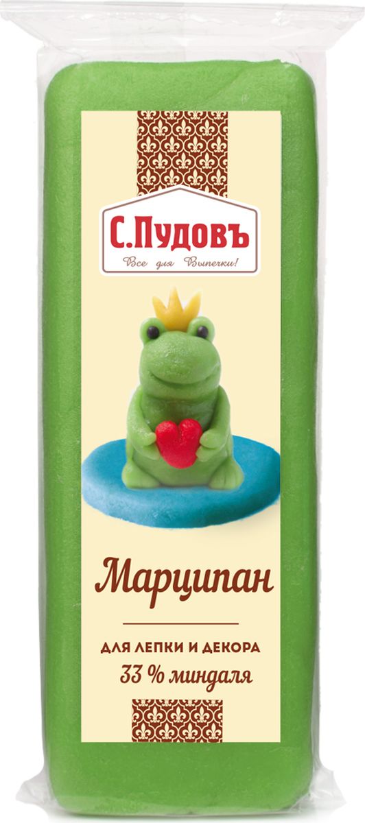 Пудовъ марципан зеленый, 100 г4607012296467 Пудовъ марципан зеленый, 100 г4607012296467Зеленый марципан от Пудовъ - настоящая находка для кондитерского творчества. Мягкий и податливый, он позволяет создавать самые разнообразные фигурки и украшения. Например, имея в арсенале зеленый марципан, вы сможете с легкостью превратить любой торт в цветущую полянку, украсить его изящными листочками, стебельками и травкой. Содержит краситель, который может оказывать отрицательное влияние на активность и внимание детей.
