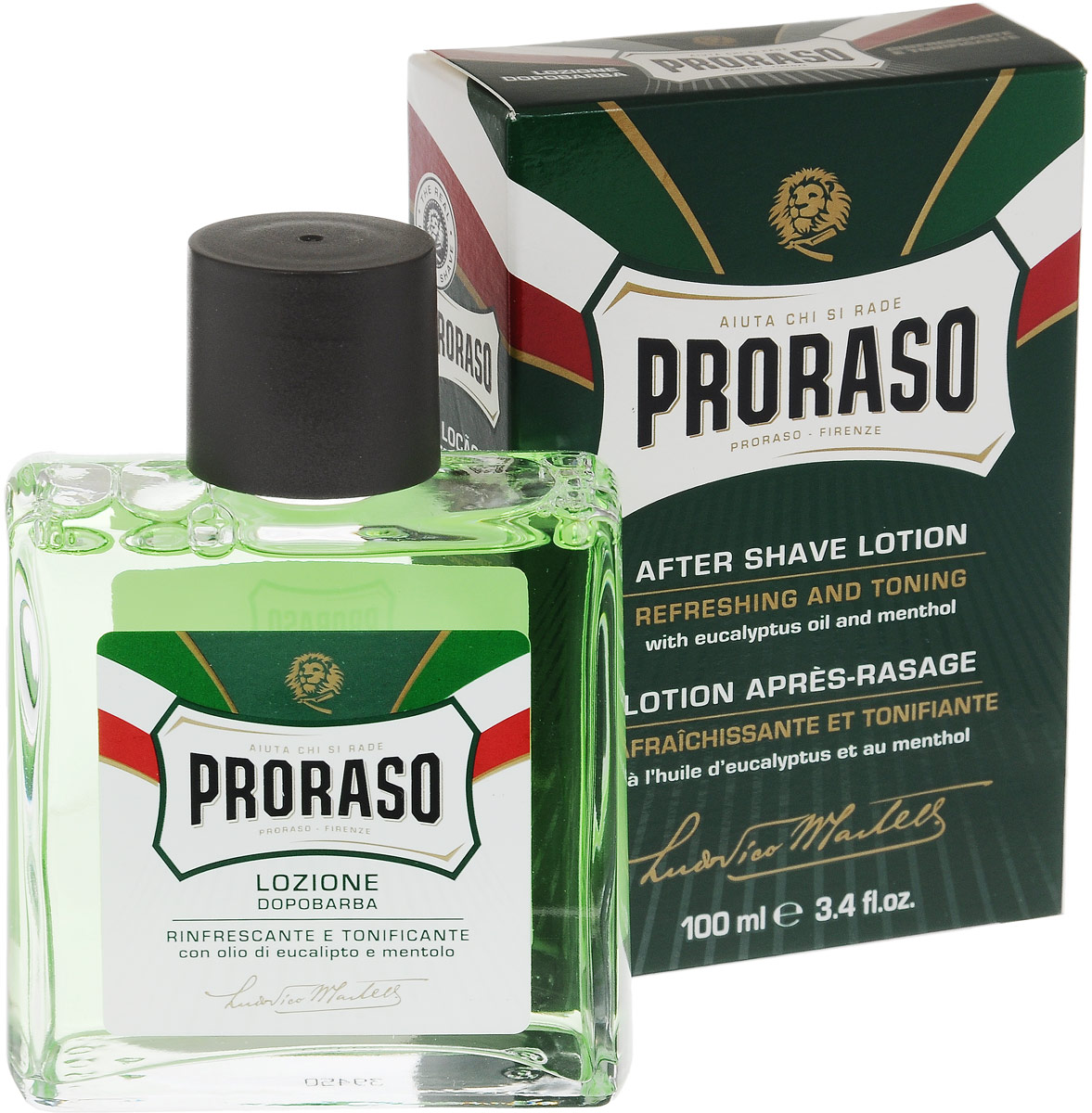 Proraso Лосьон после бритья освежающий 100 мл401980 Proraso Лосьон после бритья освежающий 100 мл401980Лосьон после бритья состоит из свежих, натуральных ингредиентов, которые тонизируют и охлаждают кожу: ментол, эвкалиптовое масло и гамамелис.