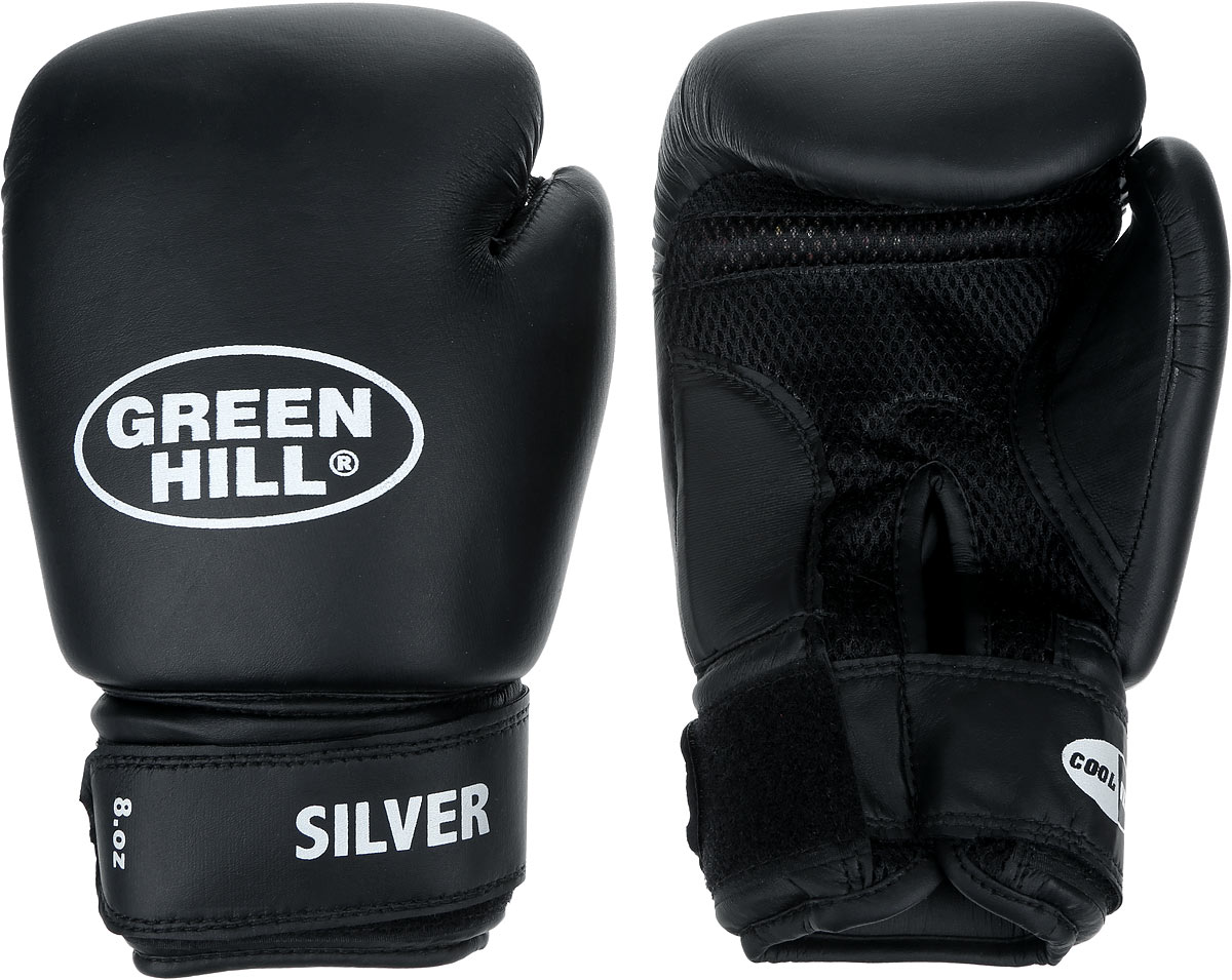 Перчатки боксерские Green Hill Silver, цвет: черный, белый. Вес 8 унций. BGS-2039BGS-2039 Перчатки боксерские Green Hill Silver, цвет: черный, белый. Вес 8 унций. BGS-2039BGS-2039Боксерские перчатки Green Hill Silver подойдут для легких спаррингов и тренировок. Верх выполнен из высококачественной искусственной кожи, наполнитель - из вспененного полимера. Материал на ладони выполнен по технологии, которая позволяет руке дышать. Манжет на липучке способствует быстрому и удобному надеванию перчаток, плотно фиксирует перчатки на руке.