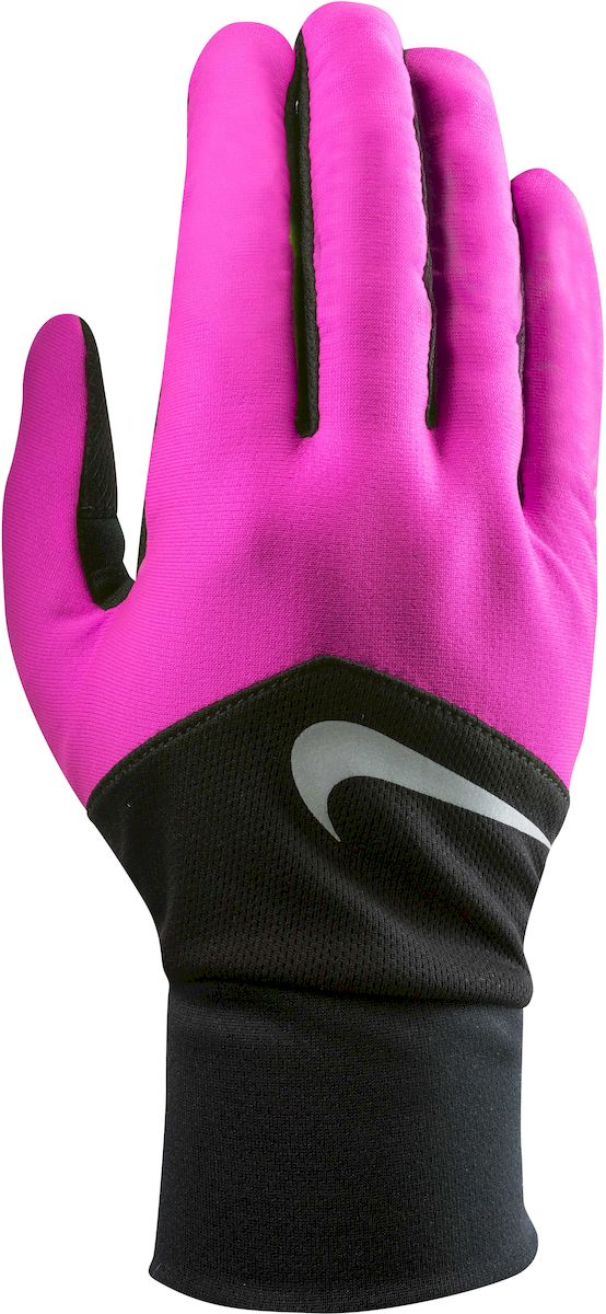 Перчатки для бега женские Nike Dri-Fit Tempo, цвет: розовый, черный, серебристый. Размер MN.RG.E5.619.MD Перчатки для бега женские Nike Dri-Fit Tempo, цвет: розовый, черный, серебристый. Размер MN.RG.E5.619.MD- Материал с технологией Dri-FIT обеспечивает быстрое впитывание влаги и ее испарение, что позволяет оставаться коже сухой. - Сетчатые вставки с Dri-Fit эффектом обеспечивают оптимальную воздухопроницаемость. - Кончик указательного и большого пальца выполнены из материала совместимого с сенсорным дисплеем. - Эргономичная форма, повторяющая очертания руки в расслабленном состоянии. - Силиконовые вставки на внутренней части перчаток повышают сцепление. - Светоотражающий логотип обеспечивает визуальную узнаваемость бренда и повышает видимость при слабом освещении.