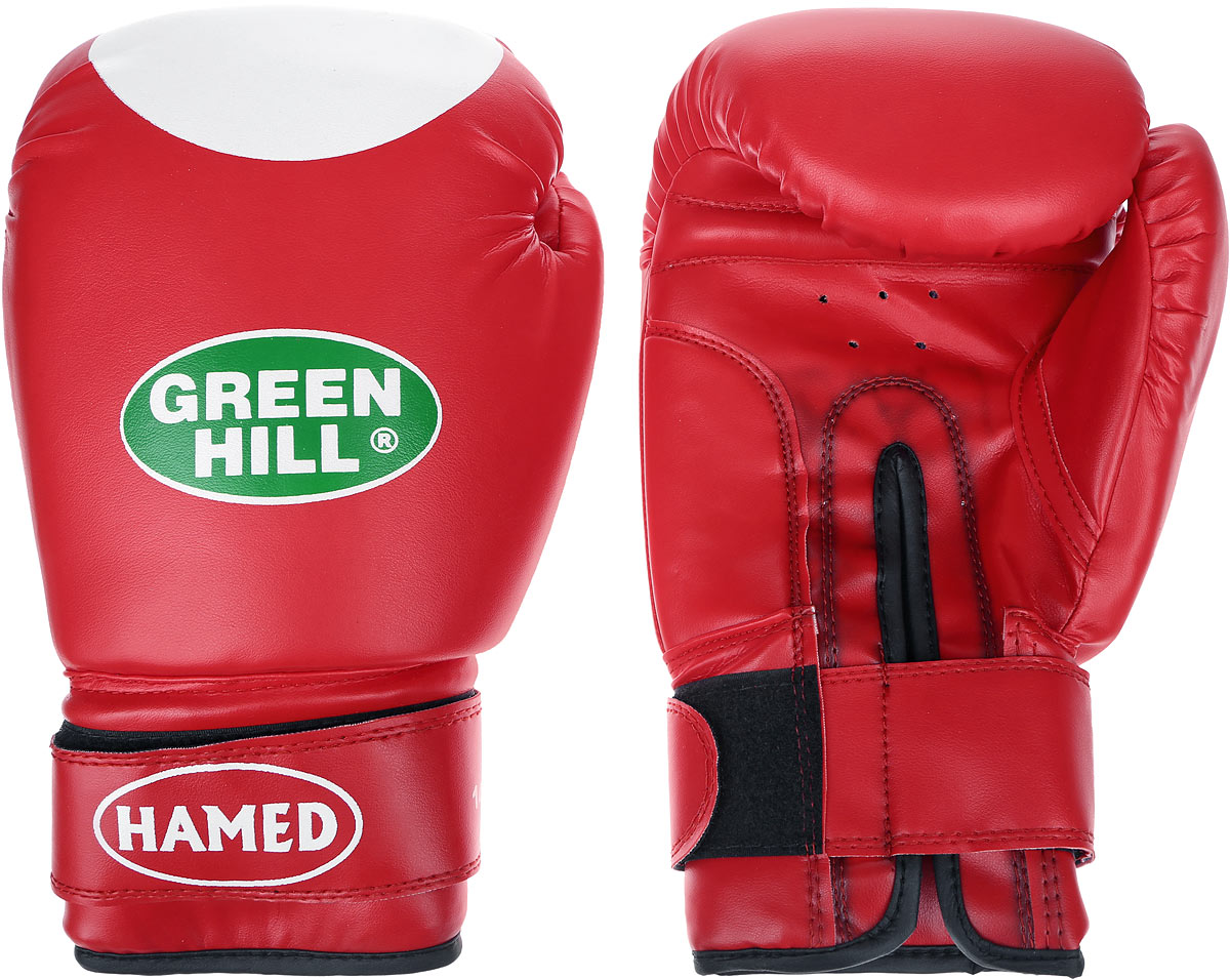 Перчатки боксерские Green Hill Hamed, цвет: красный, белый. Вес 14 унцийG-2036114 Перчатки боксерские Green Hill Hamed, цвет: красный, белый. Вес 14 унцийG-2036114Боксерские перчатки Green Hill Hamed прекрасно подойдут для прогрессирующих спортсменов. Верх выполнен из искусственной кожи, наполнитель - из пенополиуретана. Перфорированная поверхность в области ладони позволяет создать максимально комфортный терморежим во время занятий. Широкий ремень, охватывая запястье, полностью оборачивается вокруг манжеты, благодаря чему создается дополнительная защита лучезапястного сустава от травмирования. Перчатки прекрасно сидят на руке. Застежка на липучке способствует быстрому и удобному надеванию перчаток, плотно фиксирует перчатки на руке.