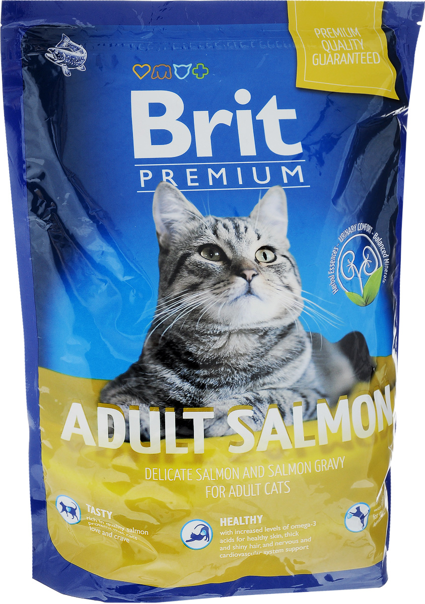 Корм сухой Brit Premium для взрослых кошек, с лососем, 1,5 кг110312 Корм сухой Brit Premium для взрослых кошек, с лососем, 1,5 кг110312Полноценный сбалансированный корм Brit Premium подходит для взрослых кошек всех пород. Корм изготовлен на основе лосося. Не содержит пшеницу. Легко переваривается и усваивается. Товар сертифицирован.