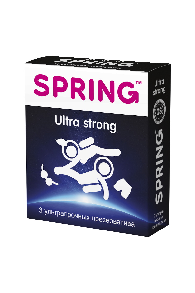 Презервативы SPRING™ Ultra Strong, ультрапрочные, 3 шт.174 Презервативы SPRING™ Ultra Strong, ультрапрочные, 3 шт.174Гладкие презервативы классической формы с утолщенной стенкой (0,085 мм) и дополнительной силиконовой смазкой для максимальной защиты. Идеальны для бурной страсти и анального проникновения. Максимальная прочность и комфорт обоих партнеров