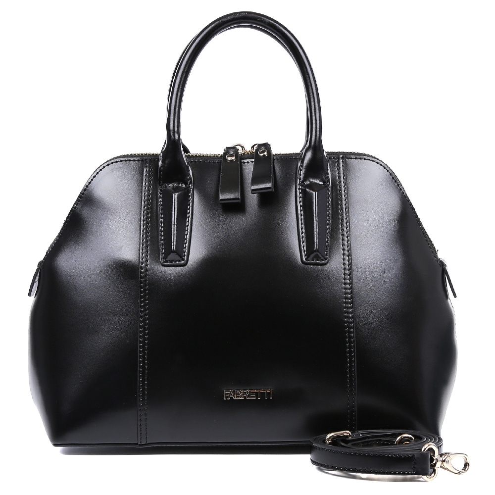 Сумка женская Fabretti, цвет: черный. S1758S1758-black Сумка женская Fabretti, цвет: черный. S1758S1758-blackНероятно стильная женская сумка от итальянского бренда Fabretti выполнена из натуральной плотной кожи, которая держит форму и имеет мягкую фактуру. Классический черный цвет изделия в сочетании с золотой фурнитурой придают модели неповторимую изысканность и элегантность. Тонкие ручки и стильная строчка превращают сумку в изящный аксессуар, который подойдет, как для повседневных, так и для вечерних образов. Внутри сумки вы с легкостью расположите свой сотовый телефон и другие женские мелочи с помощью удобных отделений. Изделие закрывается на молнию с роскошными кожаными поводками, вмещает формат A4. В комплекте аксессуар имеет тонкий кожаный ремешок, с помощью которого, вы сможете стать самой неотразимой и стильной в любой компании.