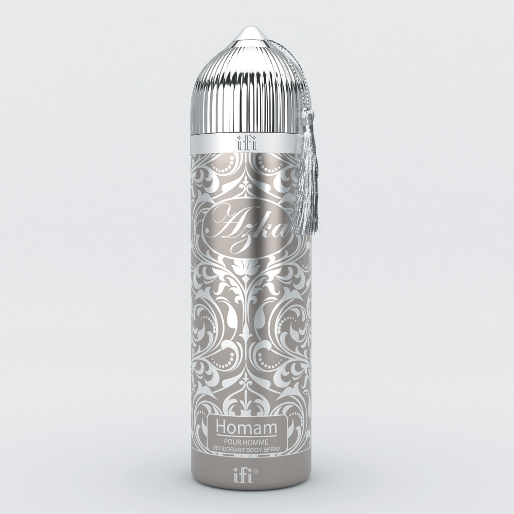 Дезодорант Azka Homam мужской DEO 200 мл.214060 Дезодорант Azka Homam мужской DEO 200 мл.214060Homam восточный аромат для элегантных мужчин с твердым характером. Загадочный, утоноченный и соблазнительный - уникальное сочетание пряных эссенций с теплом кожи. Начальные ноты аромата свежие и пряные, сердечные ноты головокружительное сочетание ириса, кожи и иланг-иланга. Верхние ноты: розовый перец, лимон, карамель Ноты «сердца»: кожа, фиалковый корень, иланг-иланг Базовые ноты: амбра, кашемир, ветивер, сандаловое дерево, мускус, уд