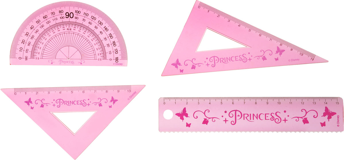 Disney Princess Канцелярский набор цвет розовый 5 предметовPRCB-US1-148427-PVC Disney Princess Канцелярский набор цвет розовый 5 предметовPRCB-US1-148427-PVCКанцелярский набор Disney Princess станет незаменимым атрибутом в учебе любой школьницы. Он включает в себя мягкий пенал из ПВХ, линейку, транспортир и два треугольника. Все линейки выполнены из прочного полистирола розового цвета.