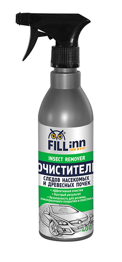 Очиститель кузова Fill Inn, спрей, от следов насекомых и древесных почек, 400 млFL053 Очиститель кузова Fill Inn, спрей, от следов насекомых и древесных почек, 400 млFL053Очищает следы древесных почек и смол, следы насекомых, битумных пятен и других трудно удаляемых загрязнений с кузова, стекол, фар, решетки радиатора, бампера и хромированных деталей автомобиля. Удаляет невидимые очаги загрязнений из пор и микротрещин. Не требует приложения дополнительных усилий благодаря входящим в состав поверхностно-активным компонентам, расщепляющим органические соединения. Легко эмульгируется водой и смывается, не оставляя жирных пятен. Не имеет неприятного запаха.