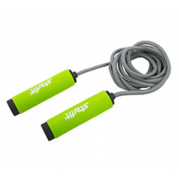 Скакалка Starfit RP-105, цвет: зеленый, серый, длина 3 мУТ-00007306 Скакалка Starfit RP-105, цвет: зеленый, серый, длина 3 мУТ-00007306Скакалка Star Fit RP-105 предназначена для укрепления мышц рук и ног, а также для общей тренировки. Благодаря особому вспененному материалу ручек скакалку приятно держать в руках. Трос выполнен из ткани, что полезно для тех, кто учится прыгать на скакалке, потому что минимизируется риск нанесения травмы.